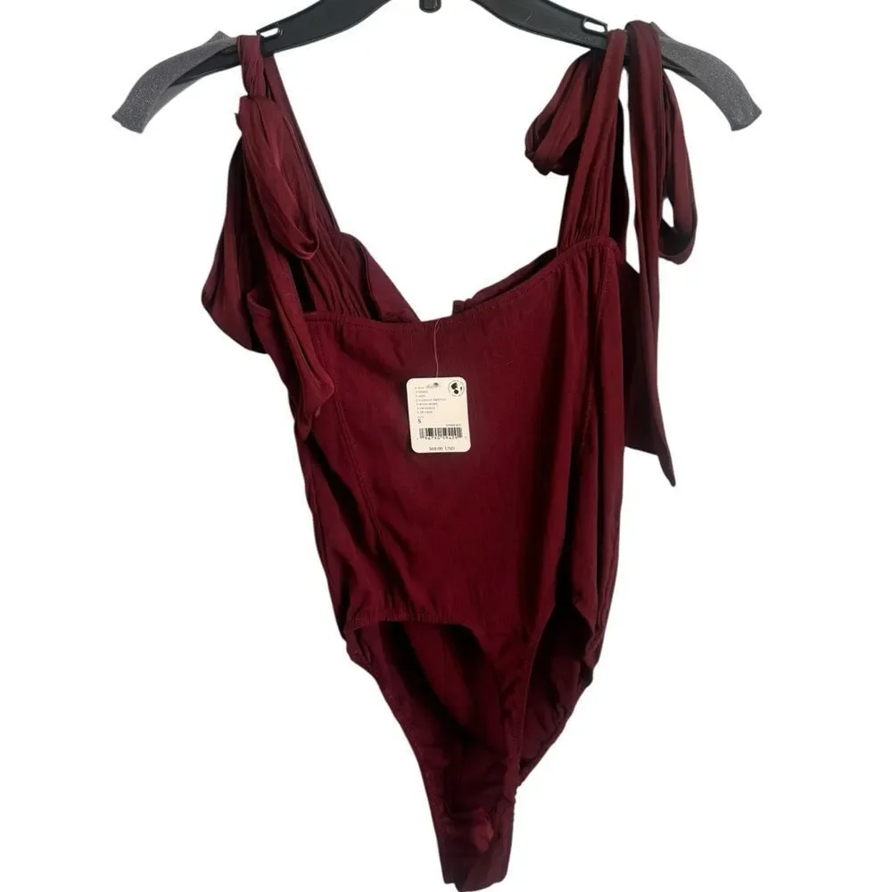 Free People x Intimately FP Lola Bodysuit In Precious Wine NWT S